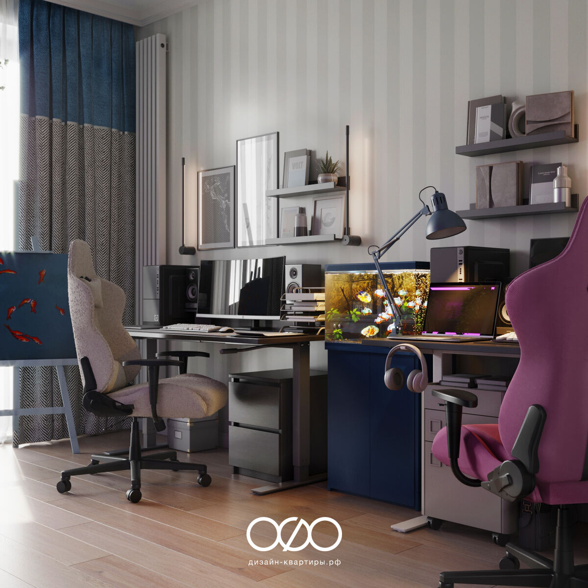 Дизайн 2-х комнатной квартиры 66 м² в современном стиле, Москва, ЖК 8 Клёнов