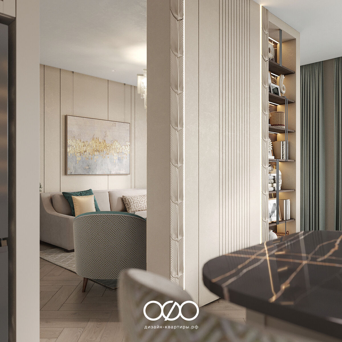 Дизайн 5-ти комнатной квартиры 116 м² в стиле фьюжн, Москва, ЖК Шагал. 