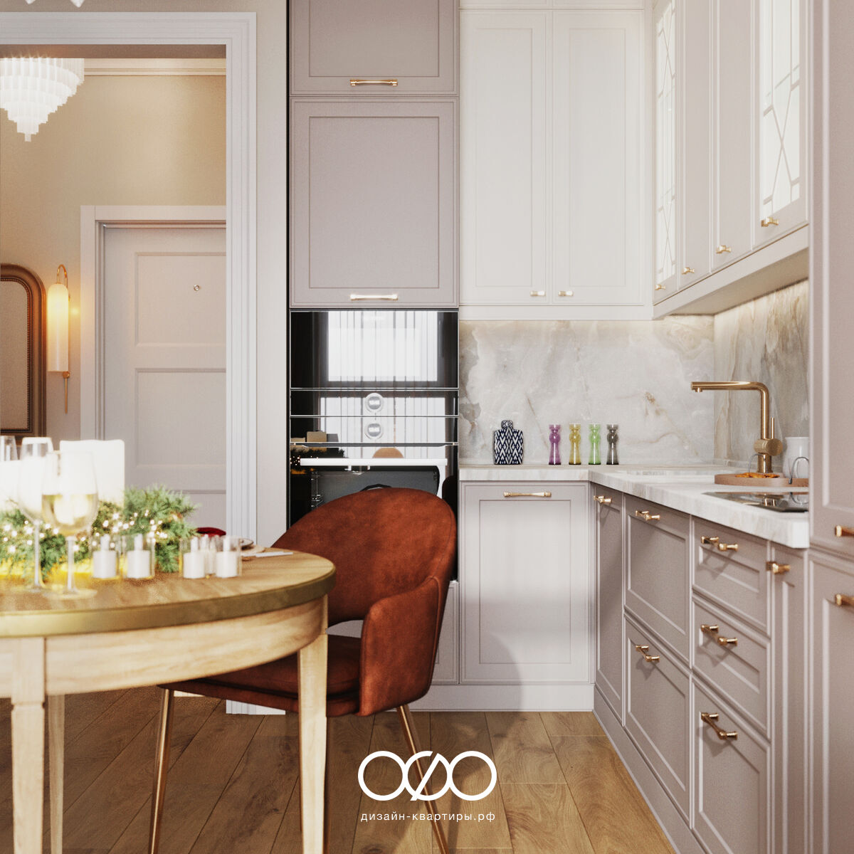 Дизайн кухни в стиле неоклассика для квартиры