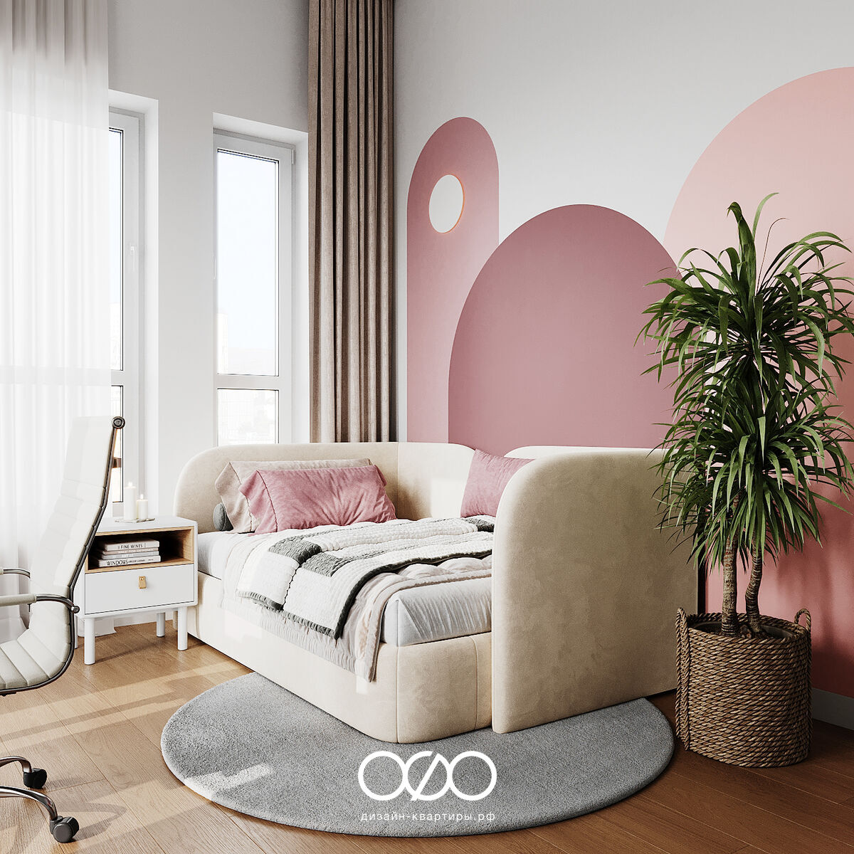 Дизайн 2-комнатной квартиры 76 м² в современном стиле, Москва, ЖК Green Park
