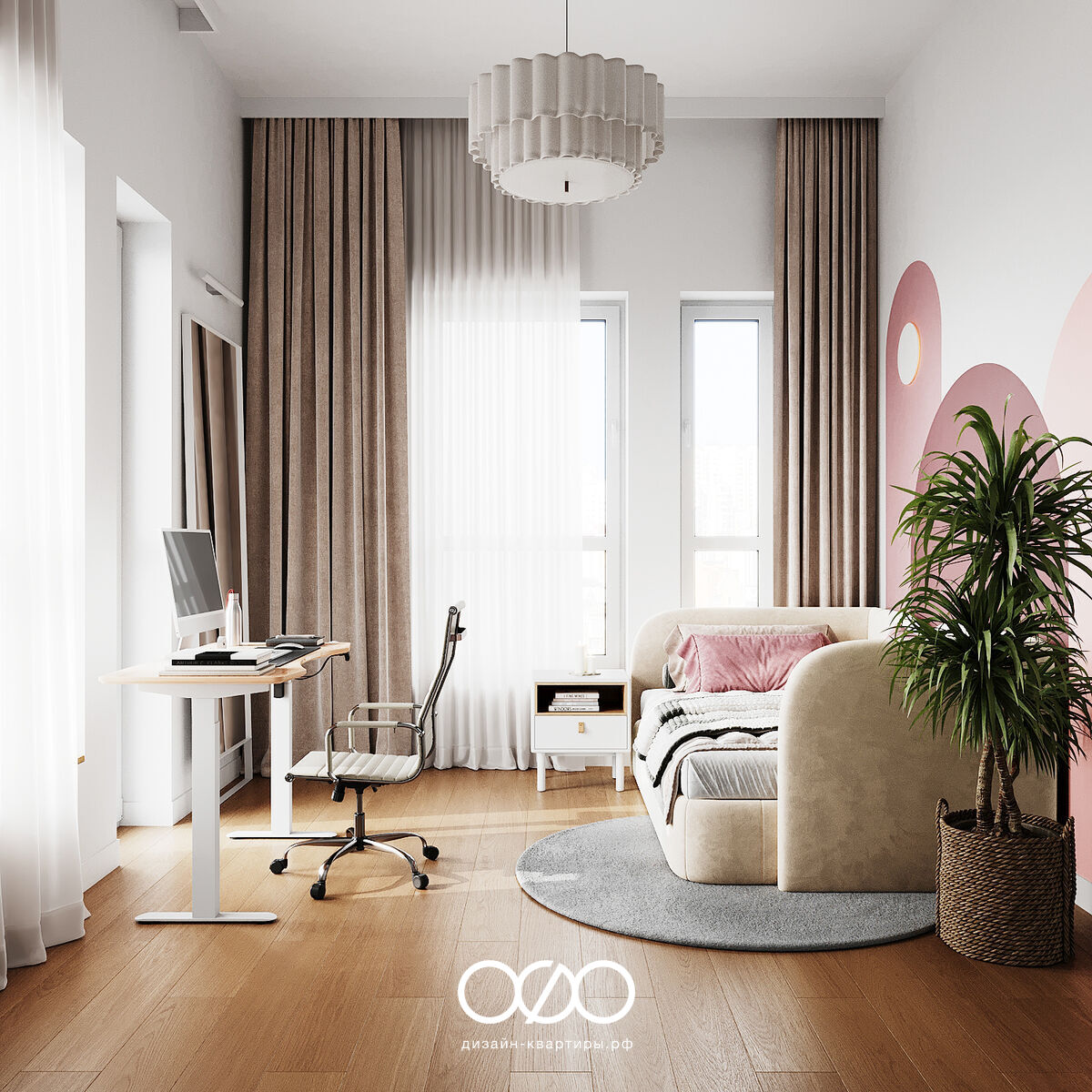 Дизайн 2-комнатной квартиры 76 м² в современном стиле, Москва, ЖК Green Park