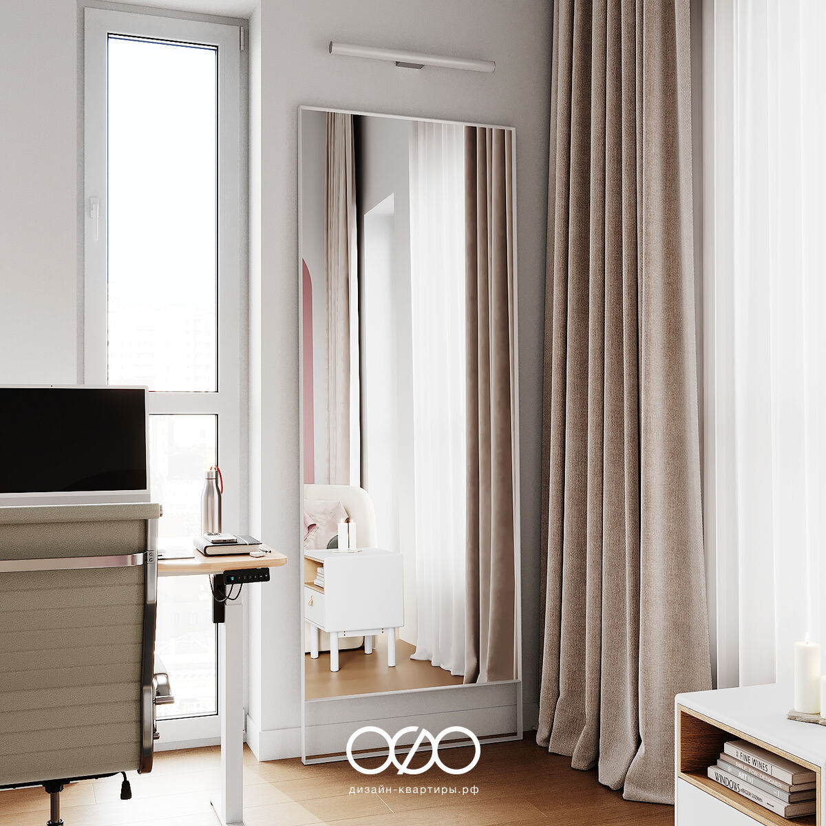 Дизайн 2-комнатной квартиры 76 м² в современном стиле, Москва, ЖК Green Park