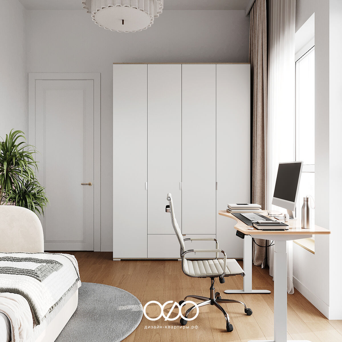 Дизайн 2-комнатной квартиры 76 м² в современном стиле, Москва, ЖК Green Park