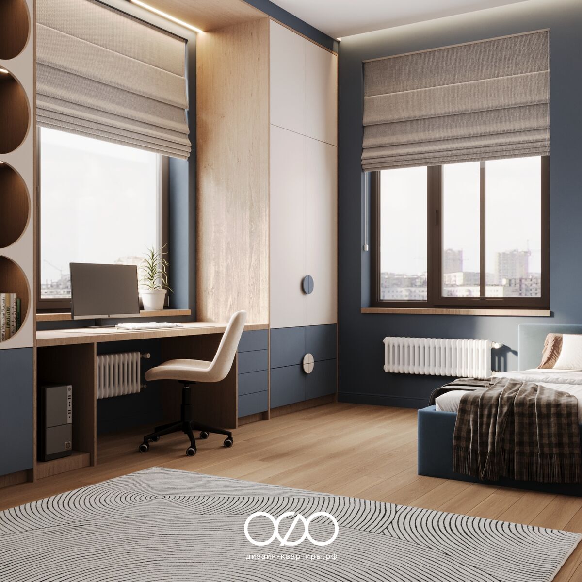 Дизайн 4-комнатной квартиры 105 м² в современном стиле, Москва, ЖК Театральный квартал