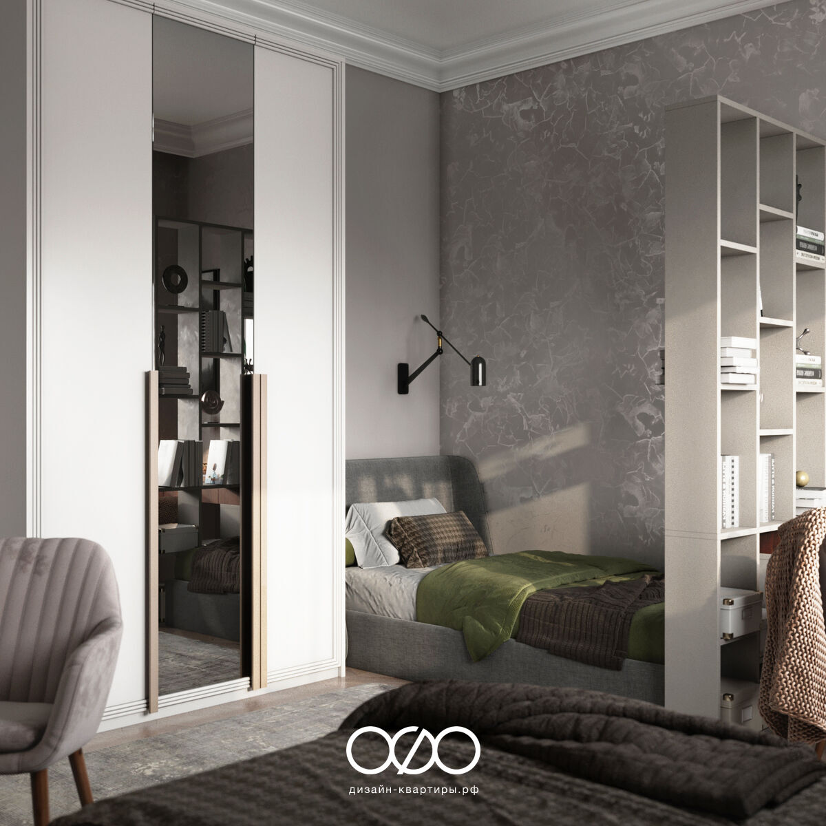 Дизайн 3-комнатной квартиры 90 м² в стиле классика, Москва, ЖК Остров