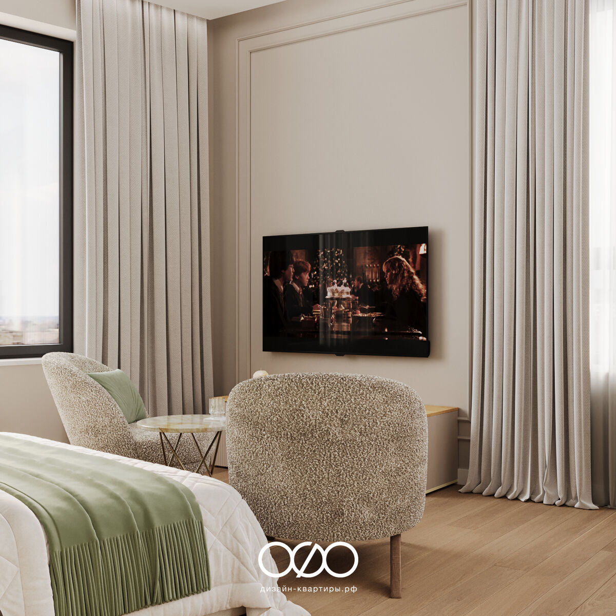 Дизайн 2-комнатной квартиры 75 м² в современном стиле, Москва, ЖК Foriver