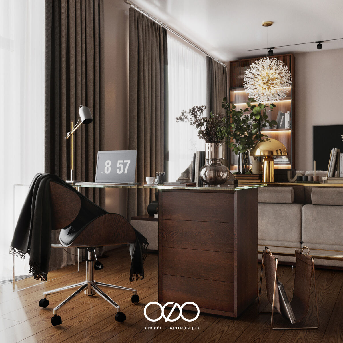 Дизайн современ&shy;ной гостиной 18 кв м