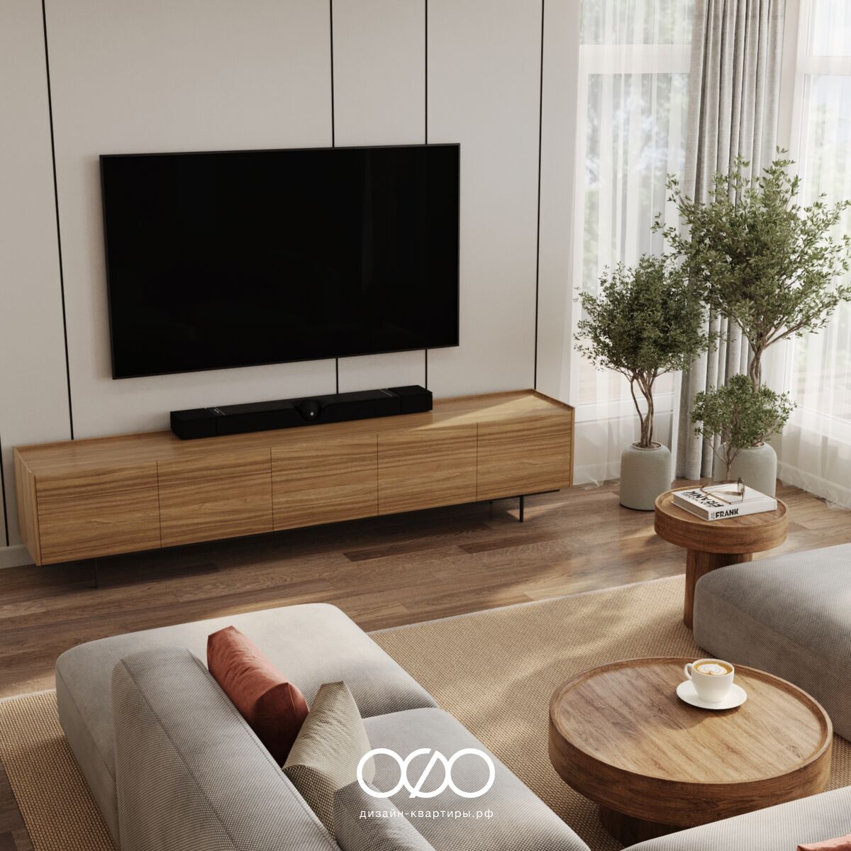 Дизайн современ&shy;ной гостиной 18 кв м