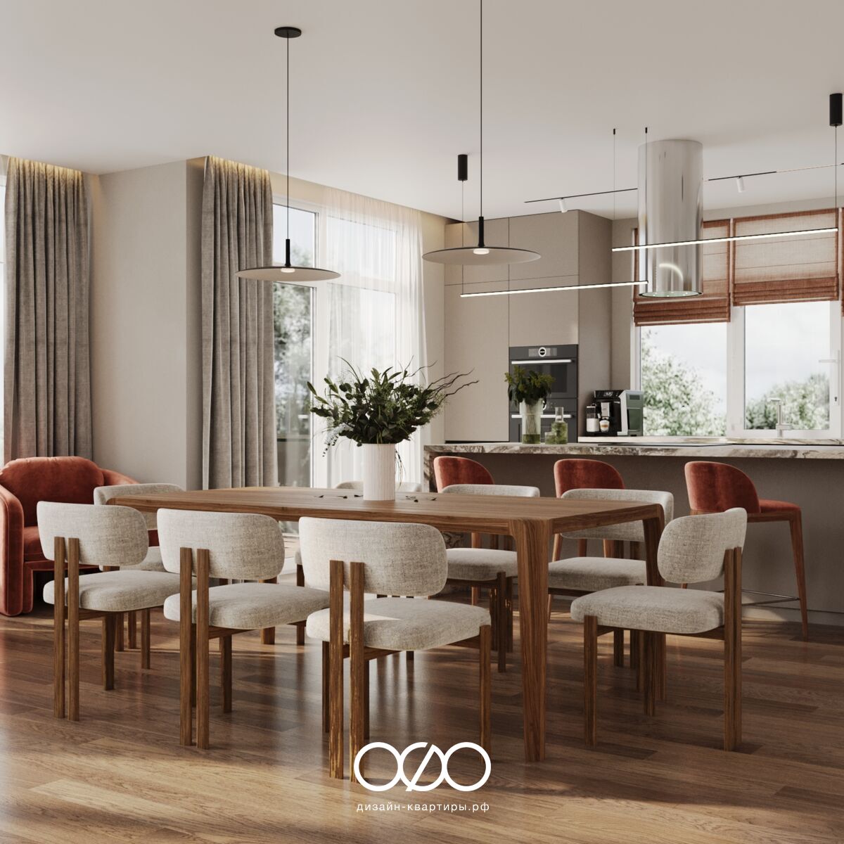 Кухня с барной стойкой