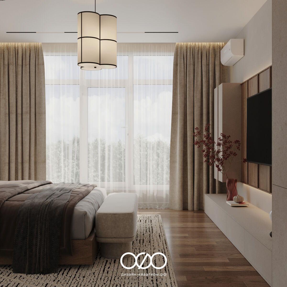 Современная спальня 12 кв м