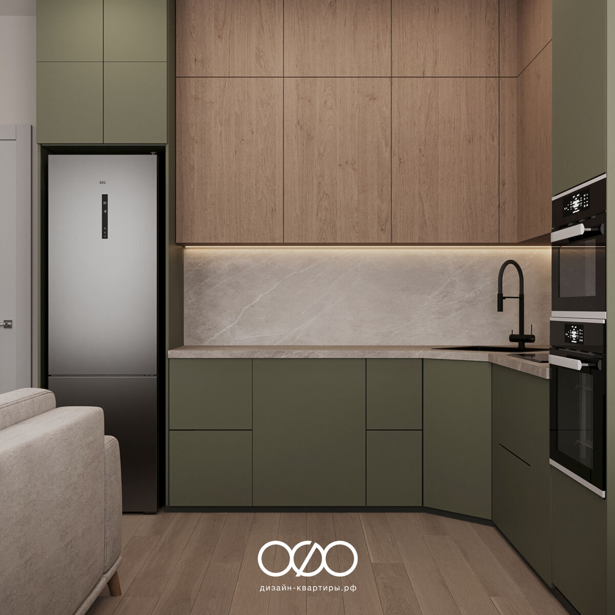 Дизайн современ&shy;ной кухни 9 кв м