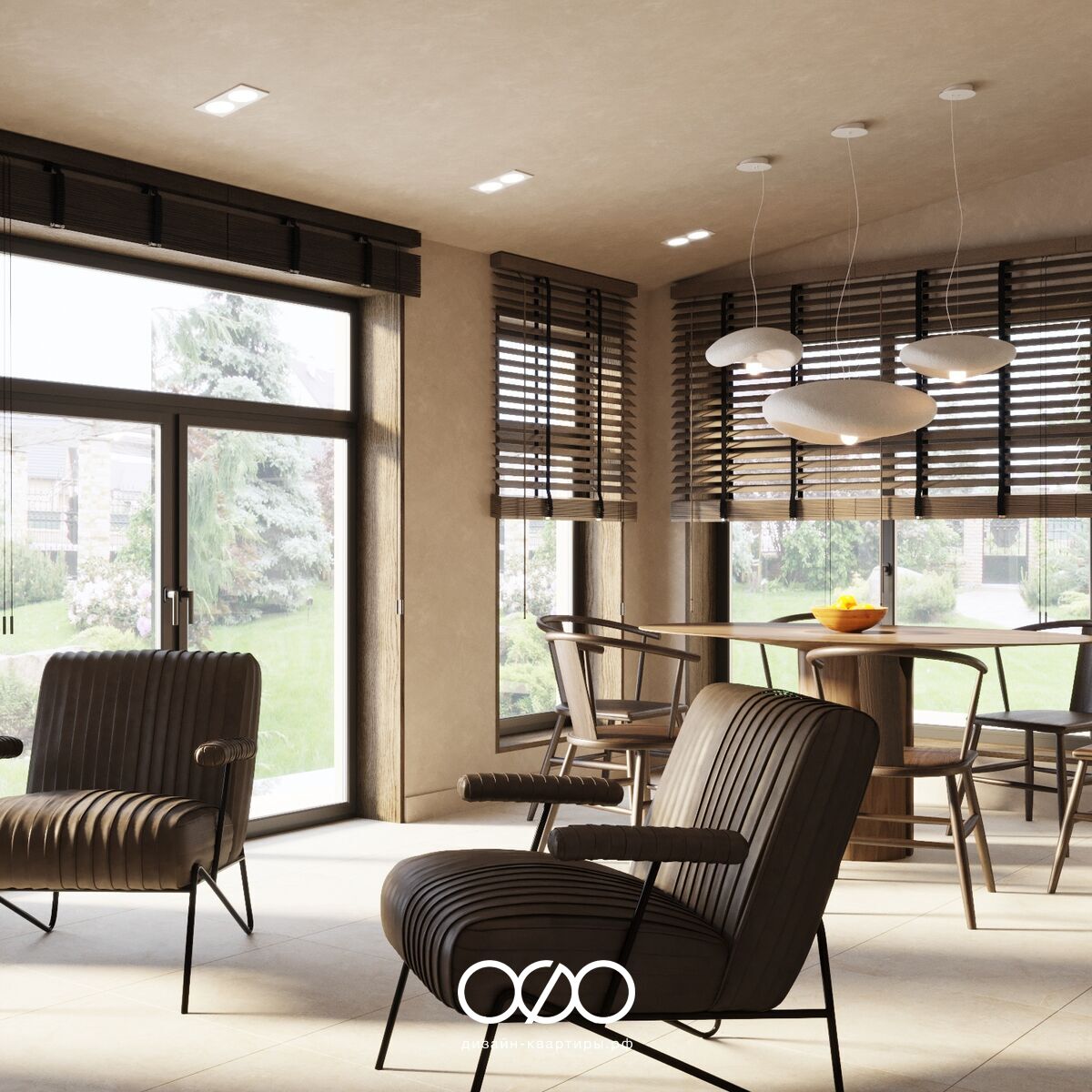 Дизайн гостиной со столом