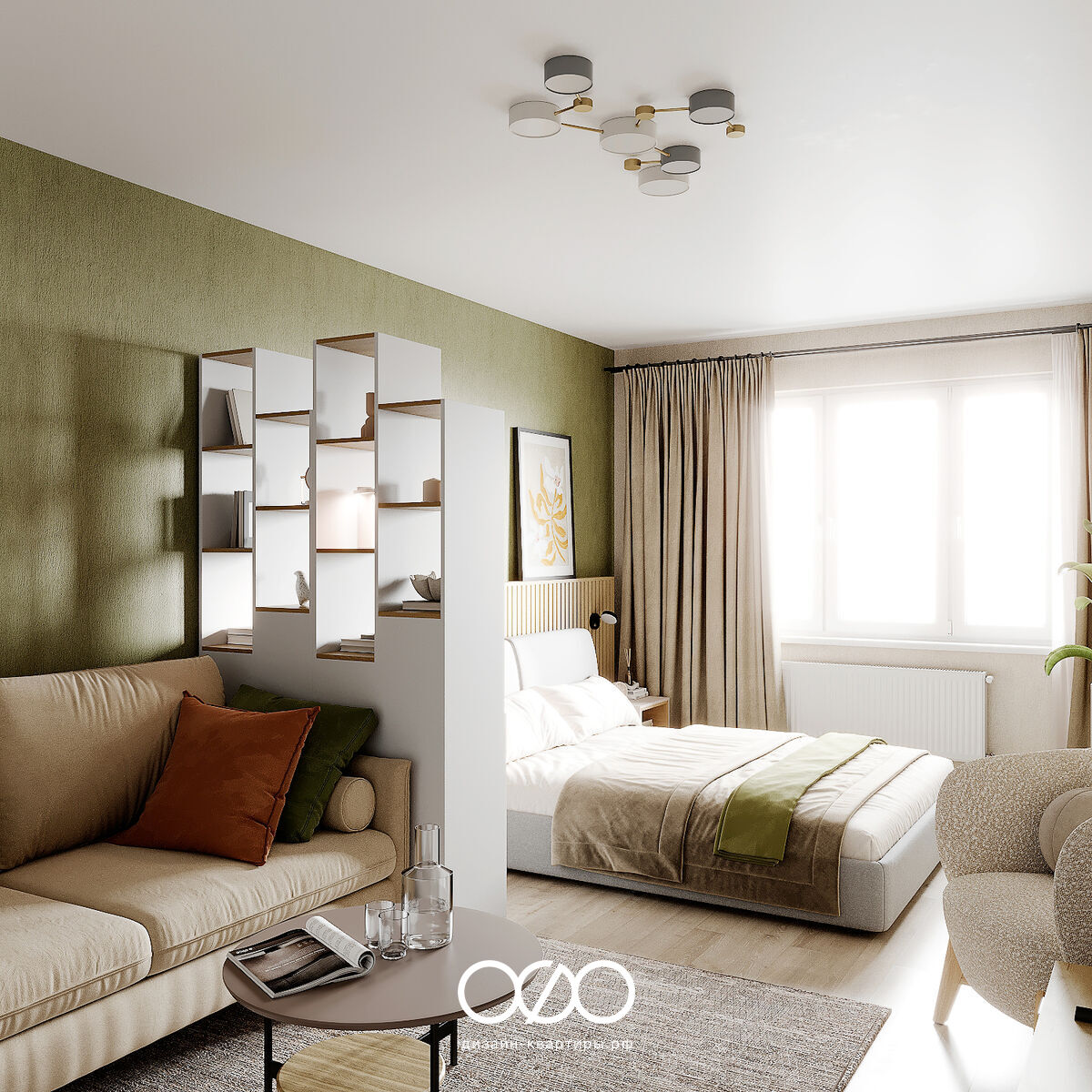 Дизайн современ&shy;ной гостиной 18 кв м