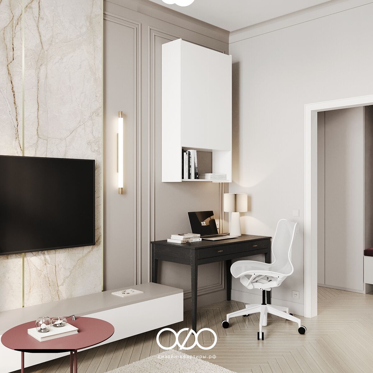 Дизайн современ&shy;ной гостиной 18 кв м