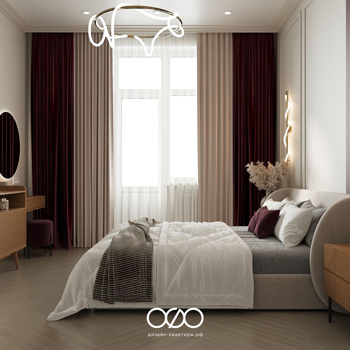 Современная спальня 12 кв м