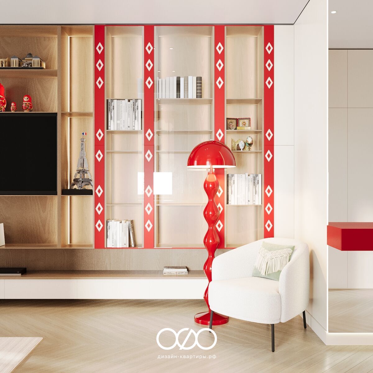 Авторский дизайн трёхкомнатной квартиры 78 м² в ЖК Liberty. Минимализм в сочетании с а-ля рус для молодой семьи. Уют и функциональность.