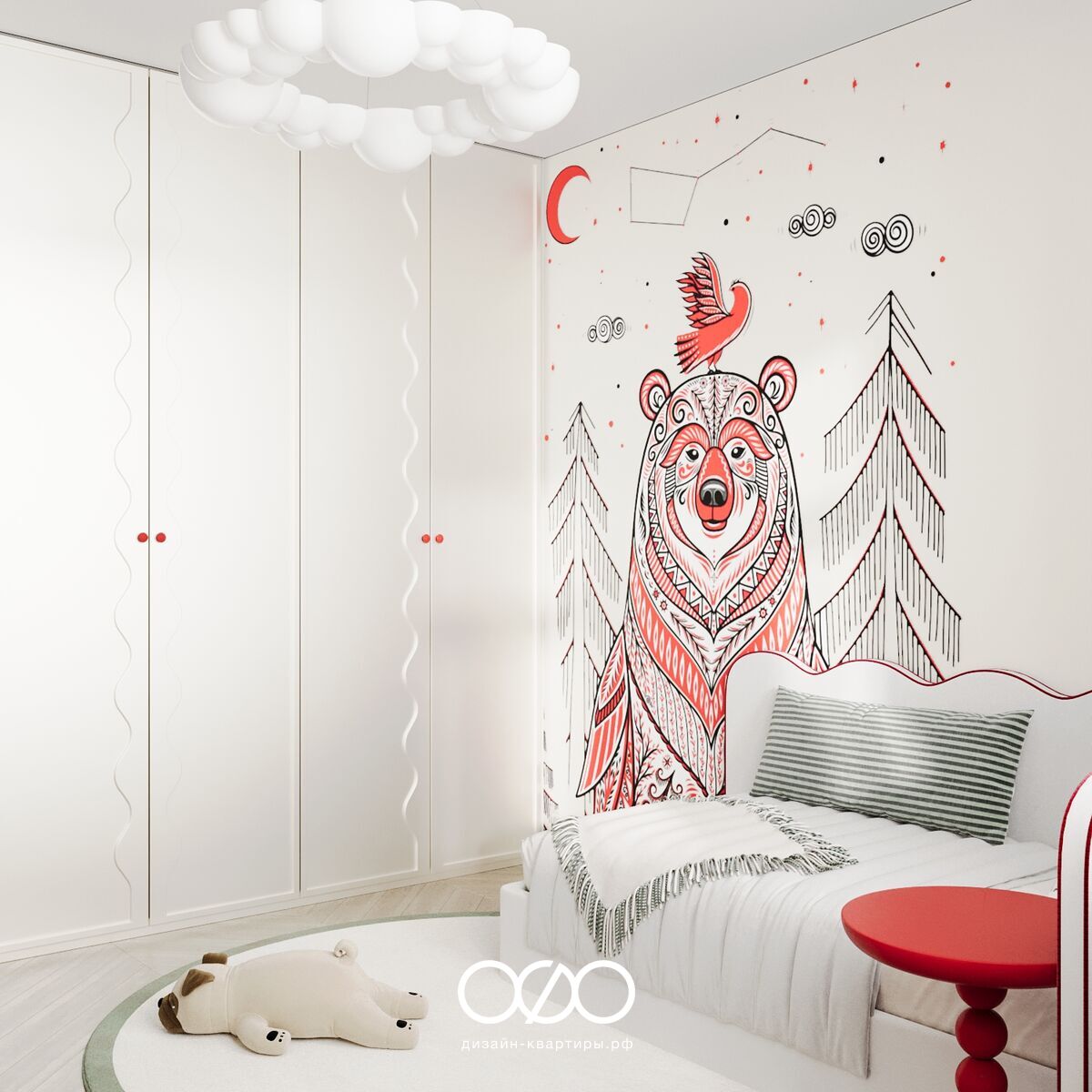 Авторский дизайн трёхкомнатной квартиры 78 м² в ЖК Liberty. Минимализм в сочетании с а-ля рус для молодой семьи. Уют и функциональность.