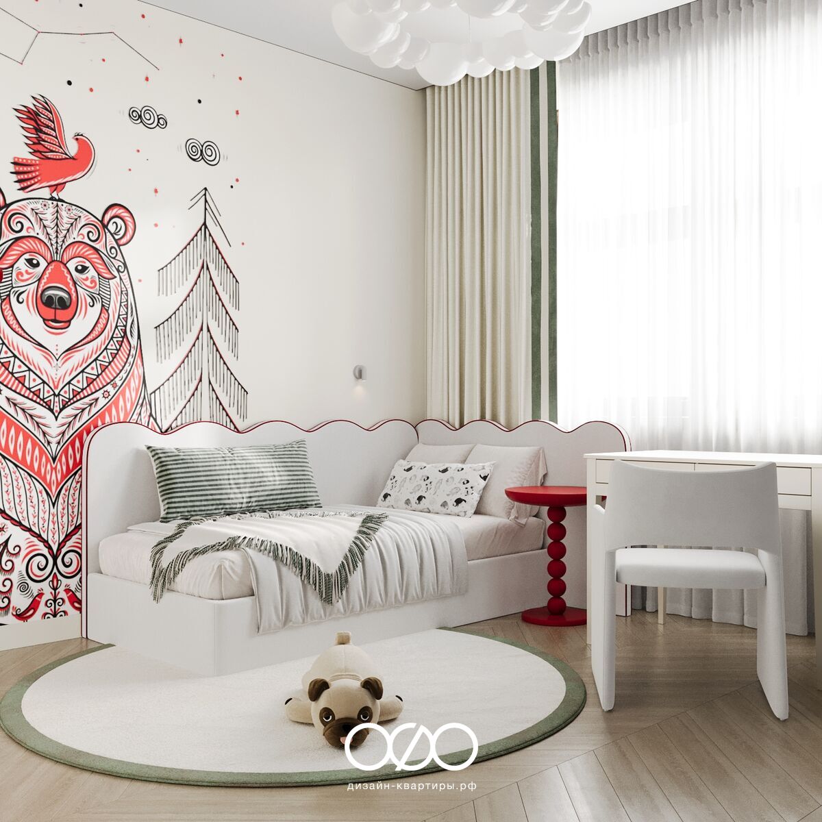 Авторский дизайн трёхкомнатной квартиры 78 м² в ЖК Liberty. Минимализм в сочетании с а-ля рус для молодой семьи. Уют и функциональность.