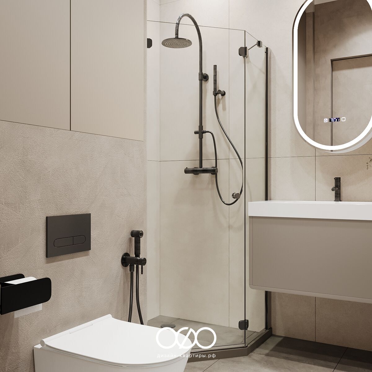 Авторский дизайн трёхкомнатной квартиры 78 м² в ЖК Liberty. Минимализм в сочетании с а-ля рус для молодой семьи. Уют и функциональность.