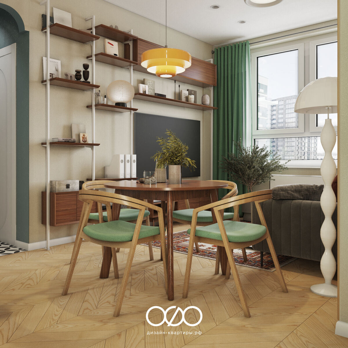 Дизайн квартиры 75 м² в Москве для семьи с ребёнком. Эклектика, яркость и комфорт под ключ. Интерьер, в который хочется возвращаться.