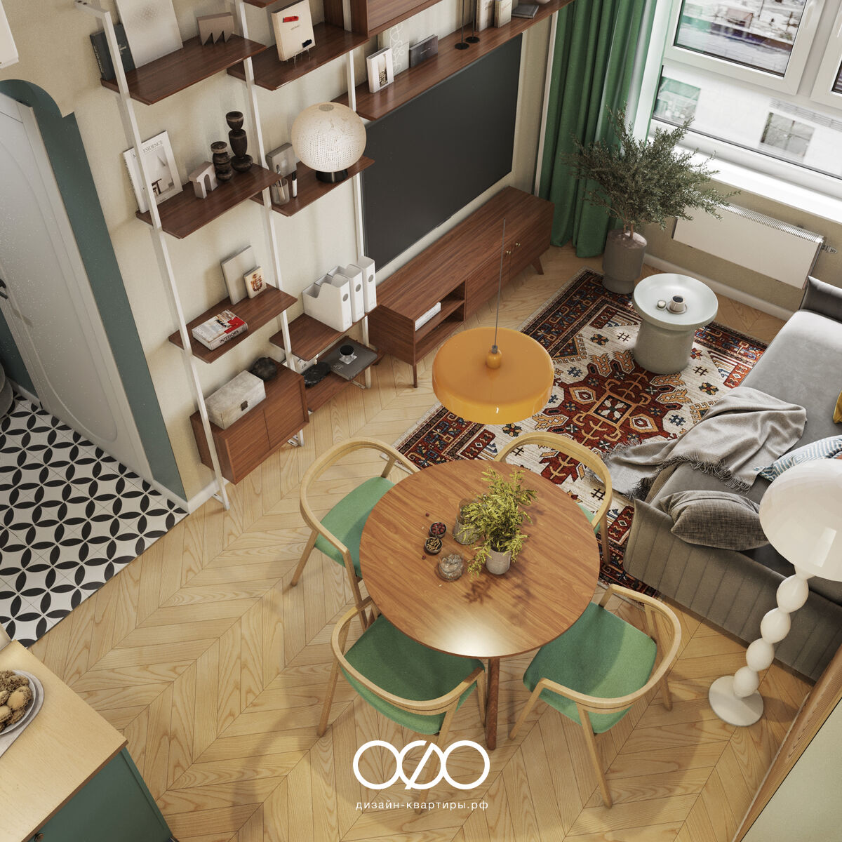 Дизайн квартиры 75 м² в Москве для семьи с ребёнком. Эклектика, яркость и комфорт под ключ. Интерьер, в который хочется возвращаться.