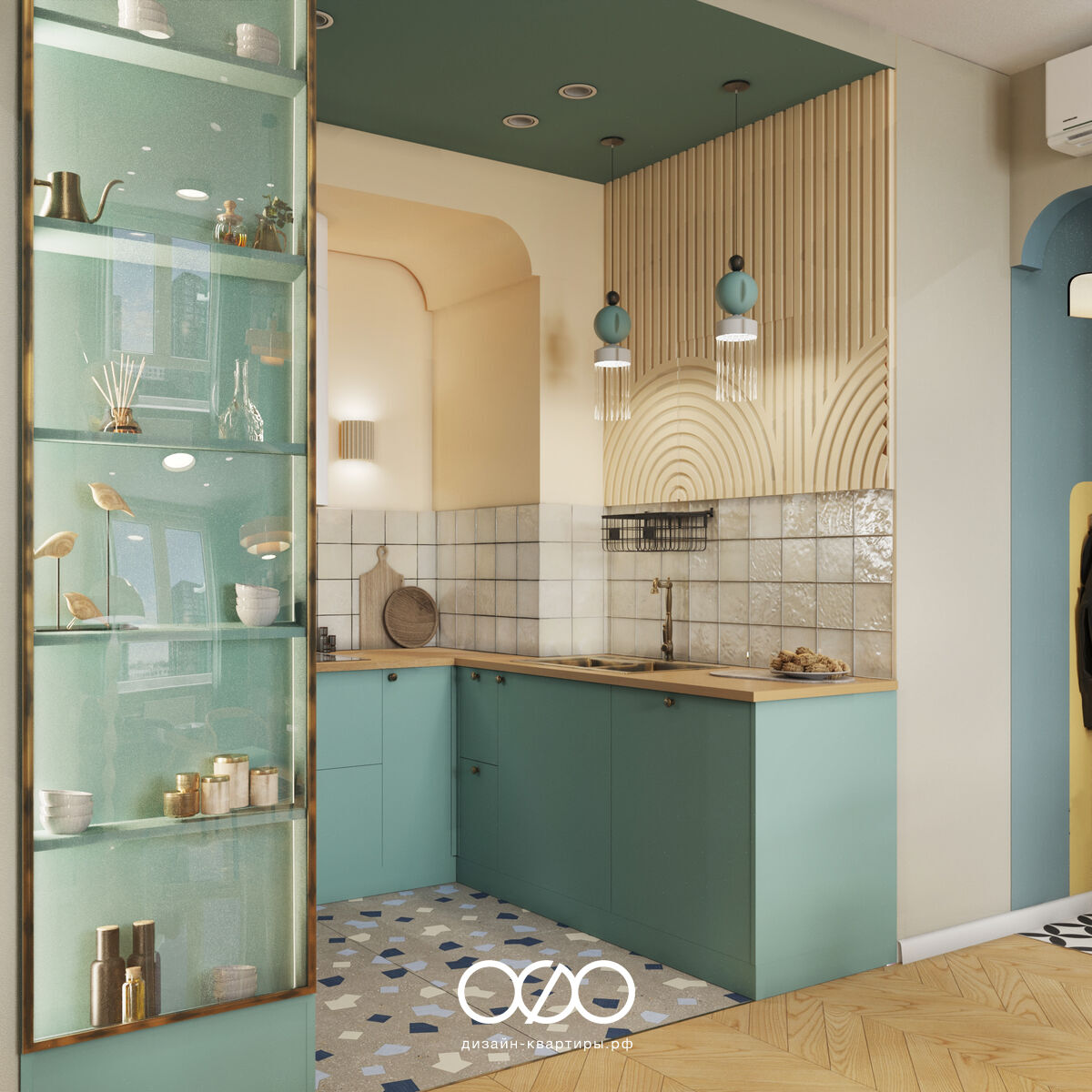 Дизайн квартиры 75 м² в Москве для семьи с ребёнком. Эклектика, яркость и комфорт под ключ. Интерьер, в который хочется возвращаться.