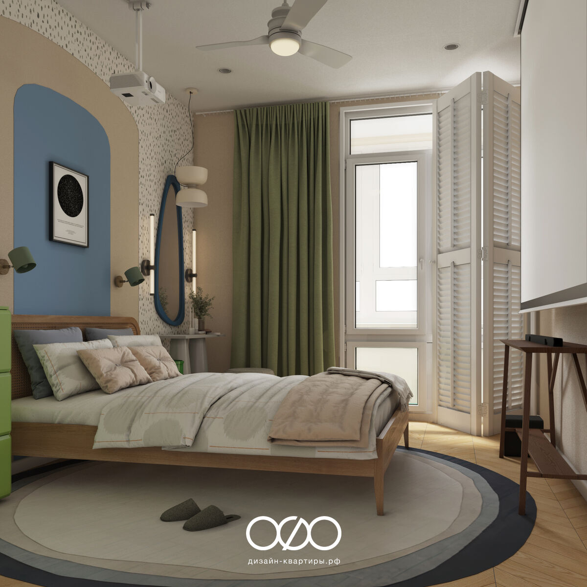 Дизайн квартиры 75 м² в Москве для семьи с ребёнком. Эклектика, яркость и комфорт под ключ. Интерьер, в который хочется возвращаться.