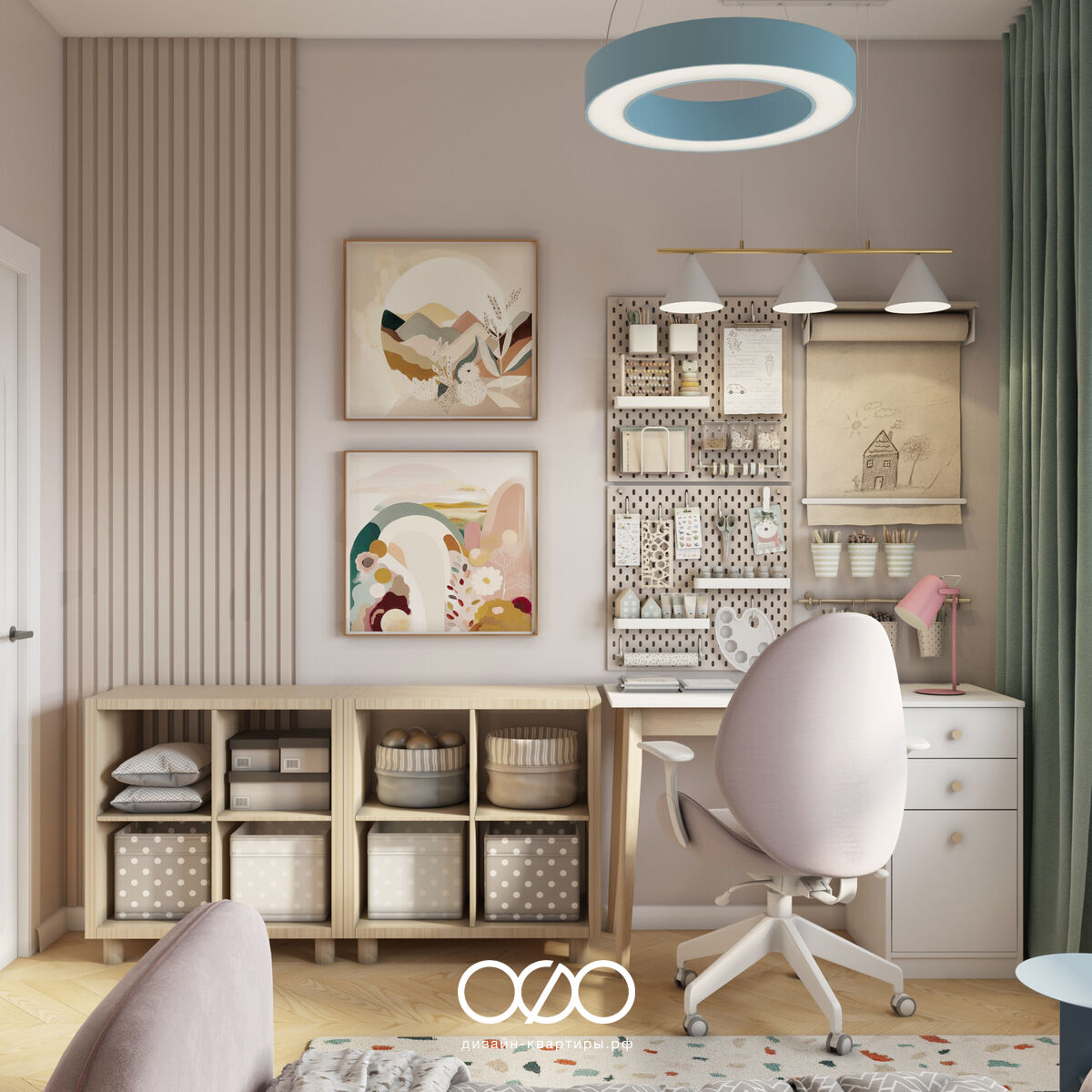 Дизайн квартиры 75 м² в Москве для семьи с ребёнком. Эклектика, яркость и комфорт под ключ. Интерьер, в который хочется возвращаться.