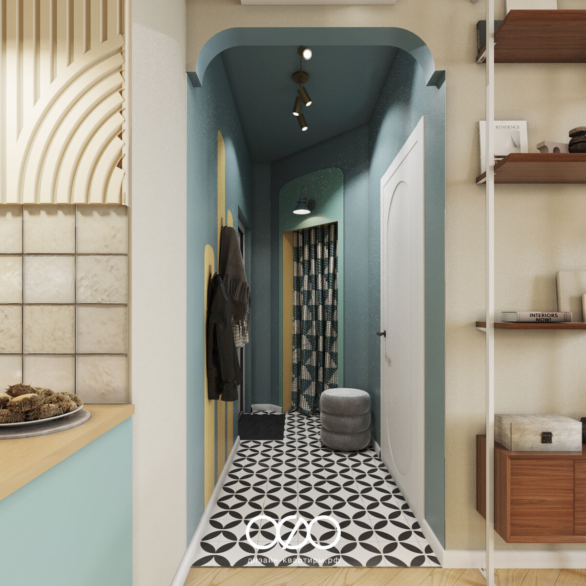 Дизайн квартиры 75 м² в Москве для семьи с ребёнком. Эклектика, яркость и комфорт под ключ. Интерьер, в который хочется возвращаться.