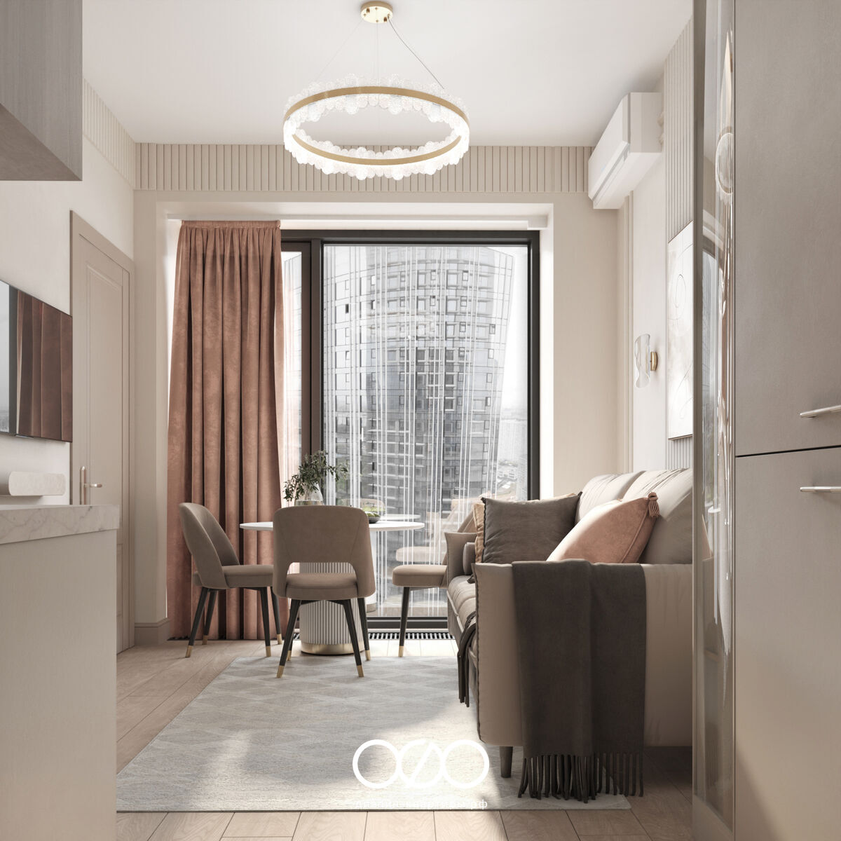 Дизайн современ&shy;ной гостиной 18 кв м