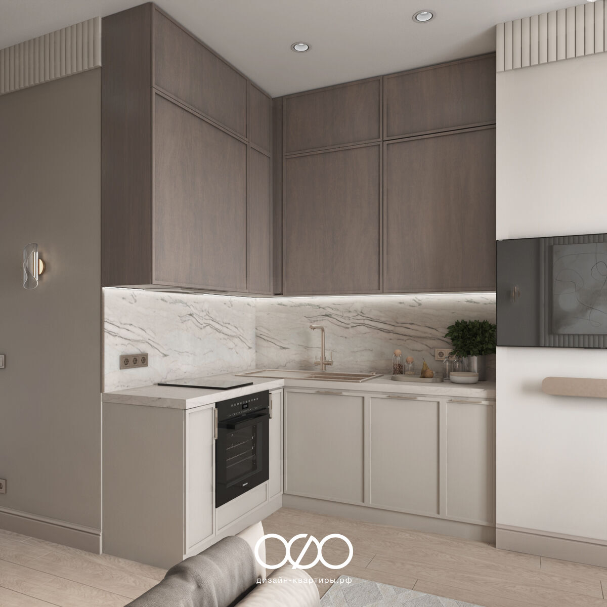 Дизайн современ&shy;ной кухни 9 кв м