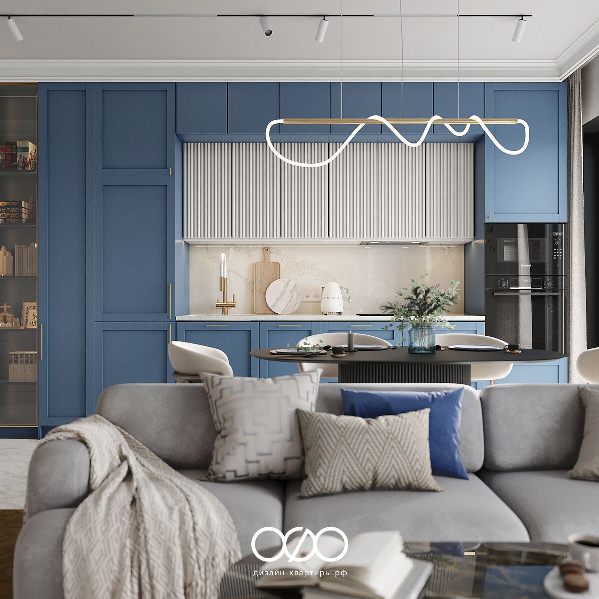 Актуальный дизайн трёшки 61 м² в ЖК City Bay, Москва. Тёплая палитра, умные решения и «под ключ». Закажите дизайн-проект в студии «Печёный».