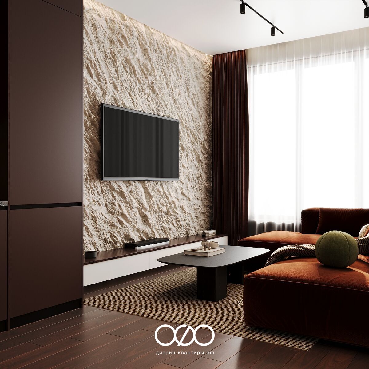 Дизайн современ&shy;ной гостиной 18 кв м