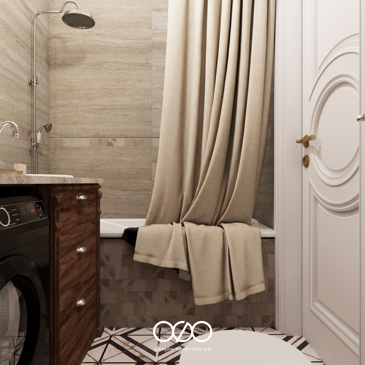 Интерьер 60 м² в ЖК Vangarden: ретро классика, мебель из массива и уют без лишних деталей и современных подсветок. Авторский дизайн-проект под ключ в Москве для семейной пары.