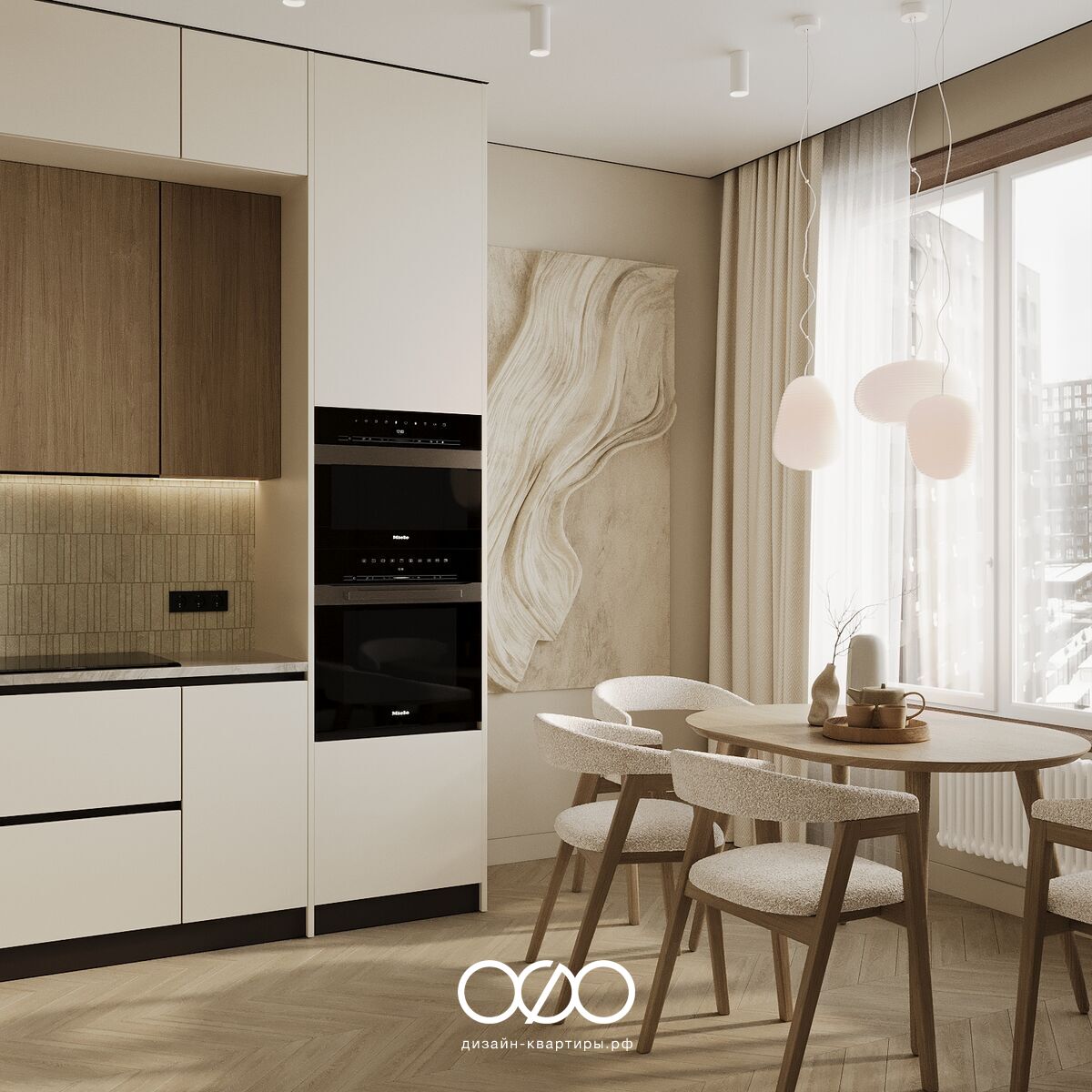 Дизайн прямой кухни