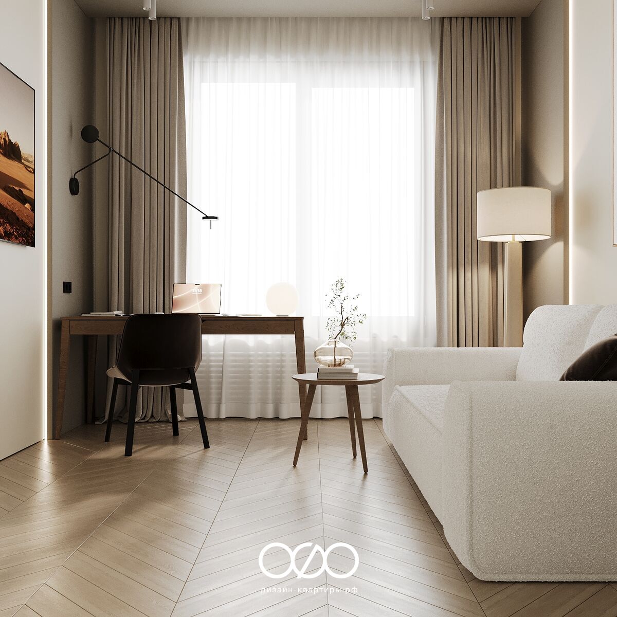 Дизайн современ&shy;ной гостиной 18 кв м