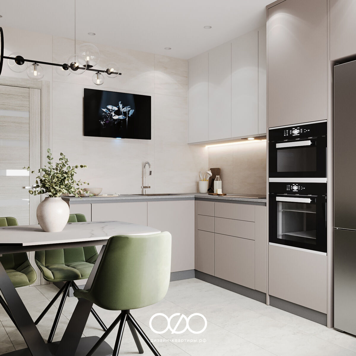 Дизайн современ&shy;ной кухни 9 кв м