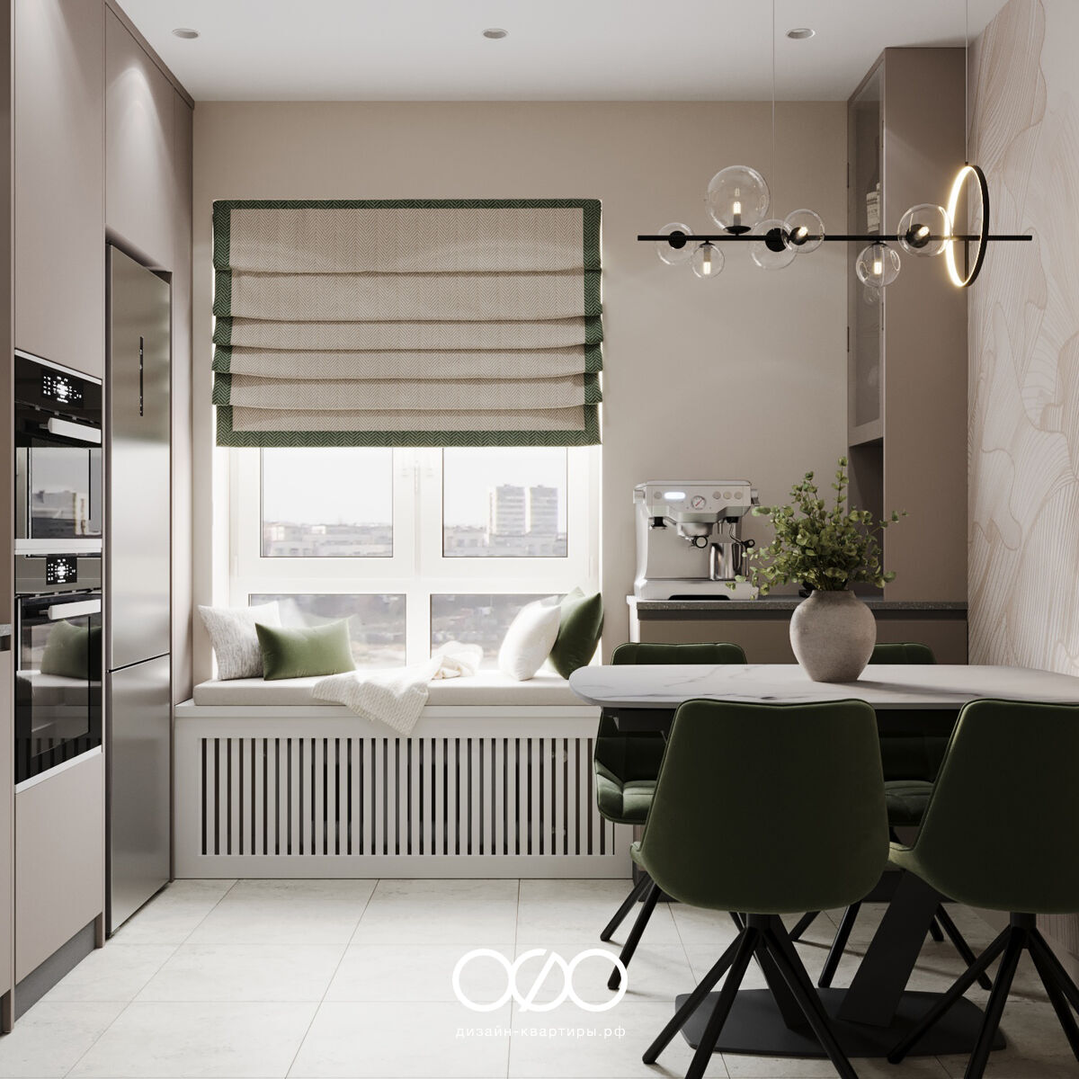 Дизайн современ&shy;ной кухни 9 кв м