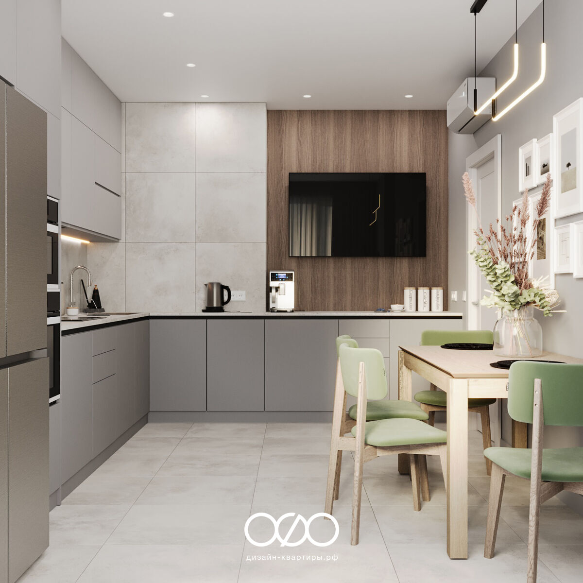 Дизайн кухни с телевизором