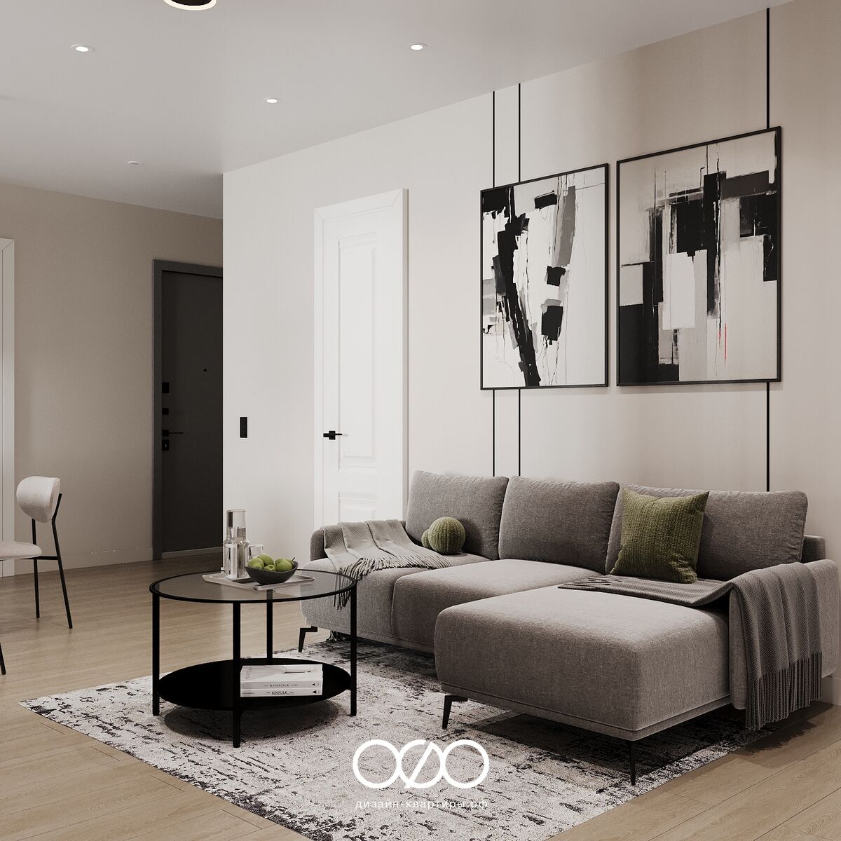 Дизайн современ&shy;ной гостиной 18 кв м