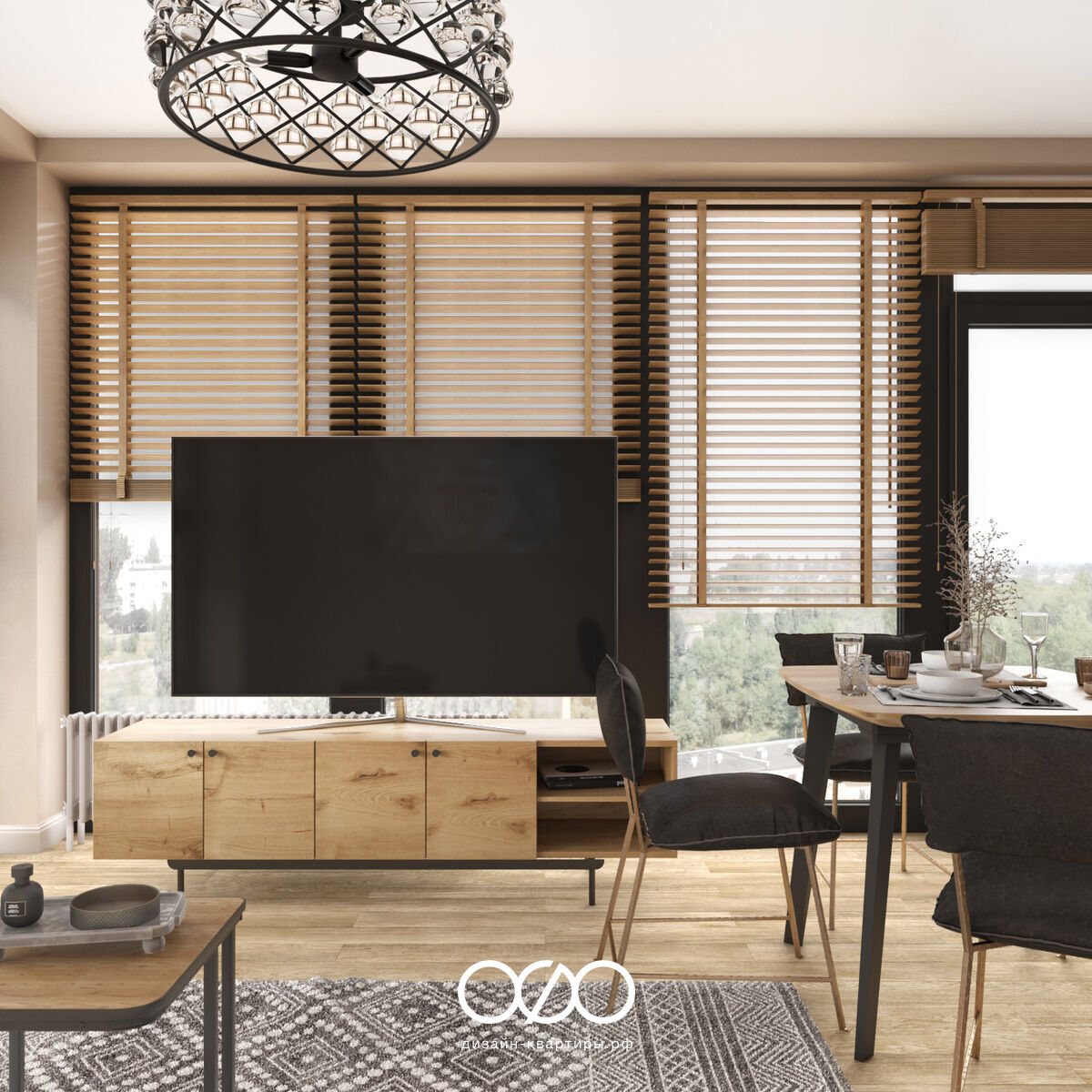 Дизайн современ&shy;ной гостиной 18 кв м