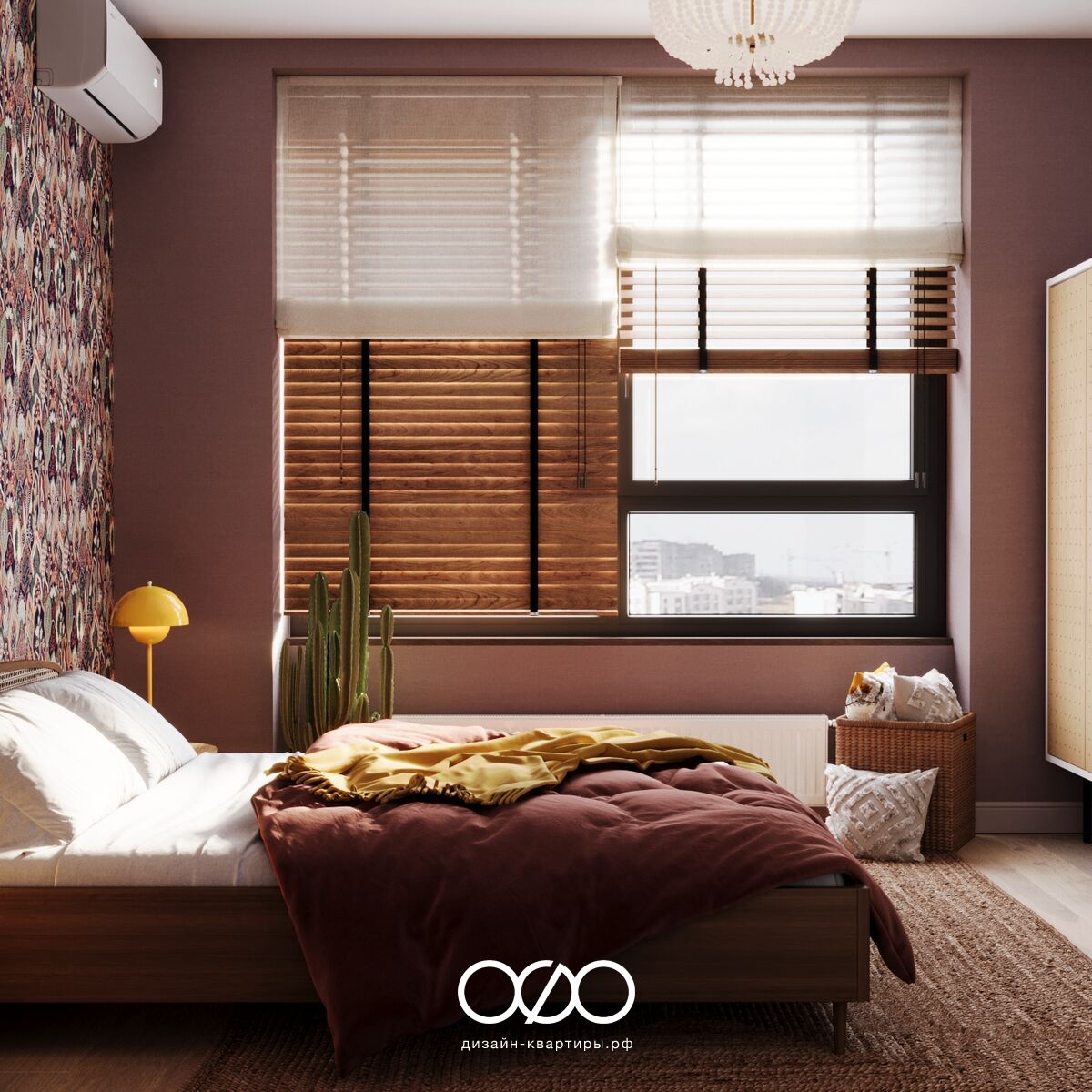 Дизайн спальни с обоями