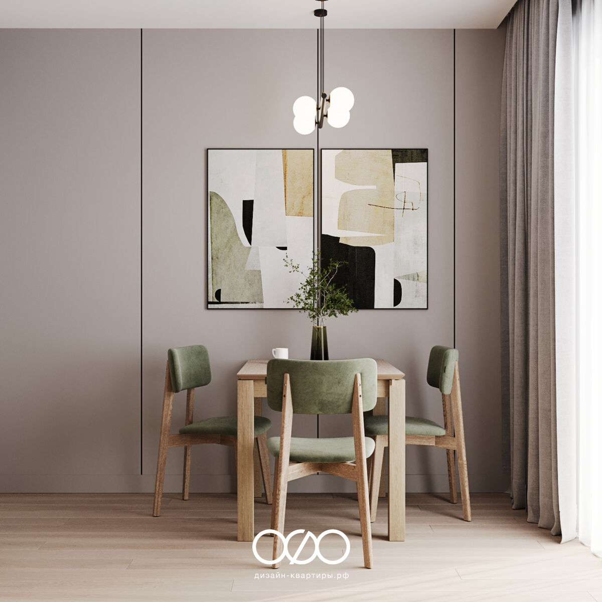 Современный дизайн квартиры 62 м² возле метро Кантемировская. Реальный дизайн-проект: кухня, гостиная, спальня и санузел.