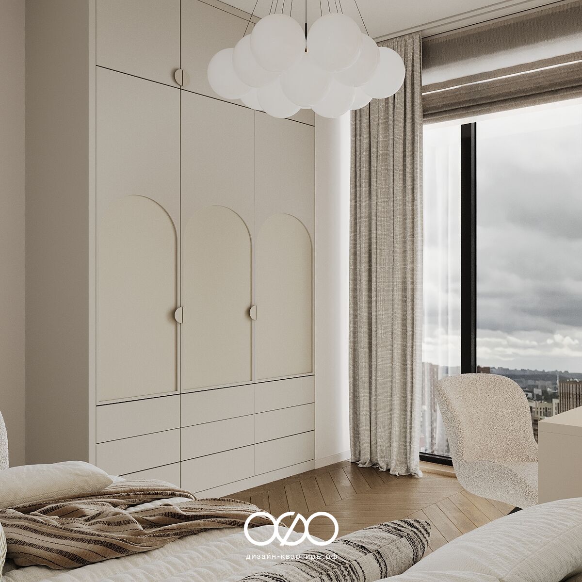 Дизайн 4-комнатной квартиры 95 м² в ЖК Level Мичуринский. Уютный интерьер для семьи с детьми, продуманная кухня-гостиная и детские.