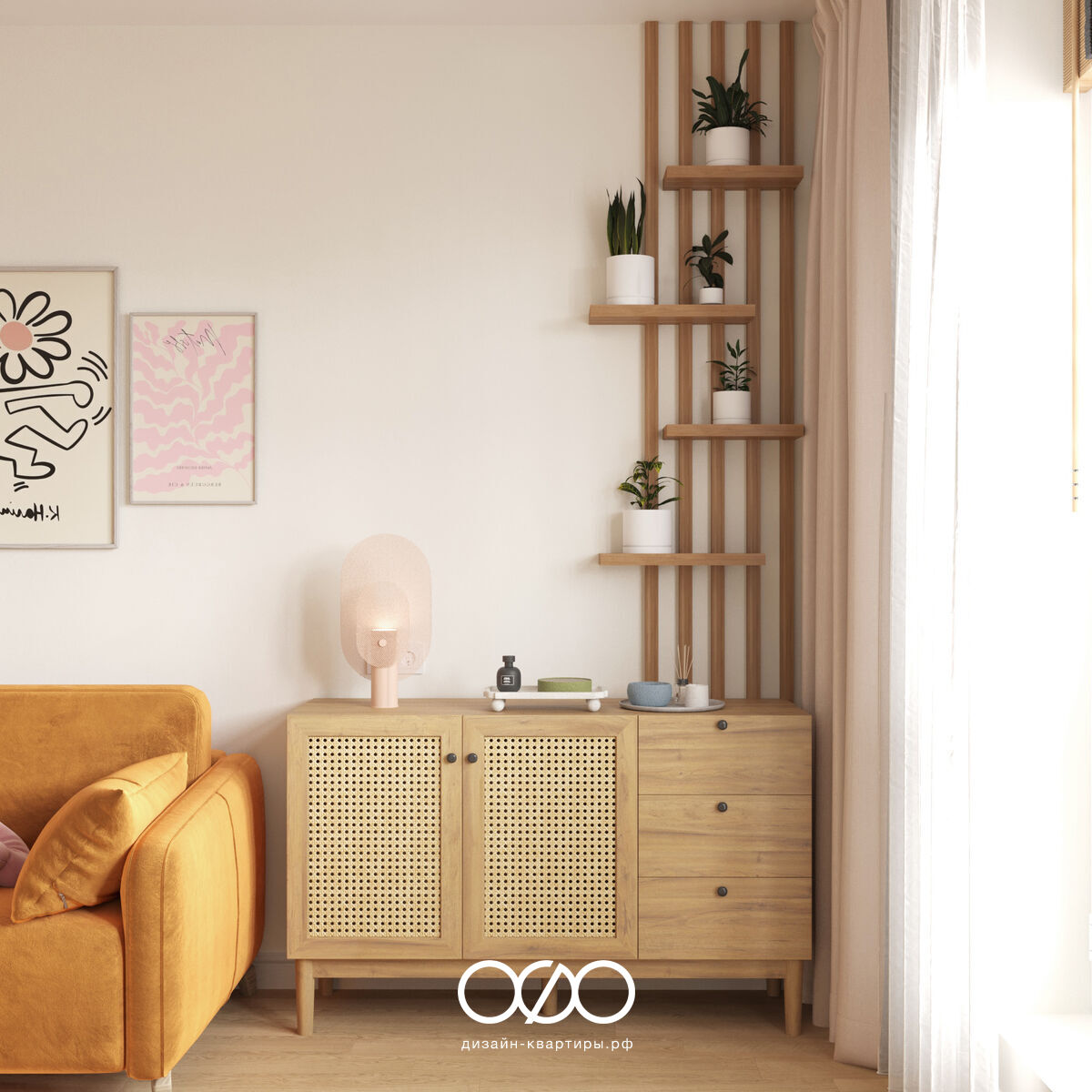 Яркий дизайн квартиры 43 м² в Москве. Уютный интерьер с характером, продуманное хранение и удобные решения для жизни.